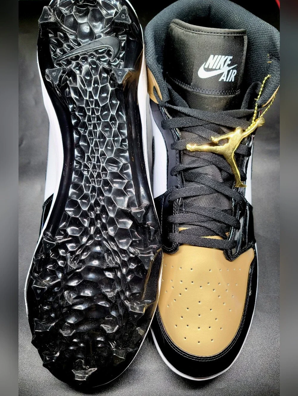 Air Jordan 1 Mid TD *Gold Toe* Football Cleats Sz 17 Men NIB